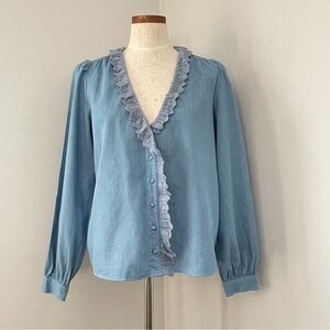 Sezane Rosine Chambray blouse NWOT size 40 or size 8